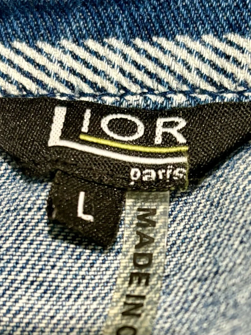 Lior Paris Plaid Denim Jacket Large Frayed Hem Button Front Shacket Blue